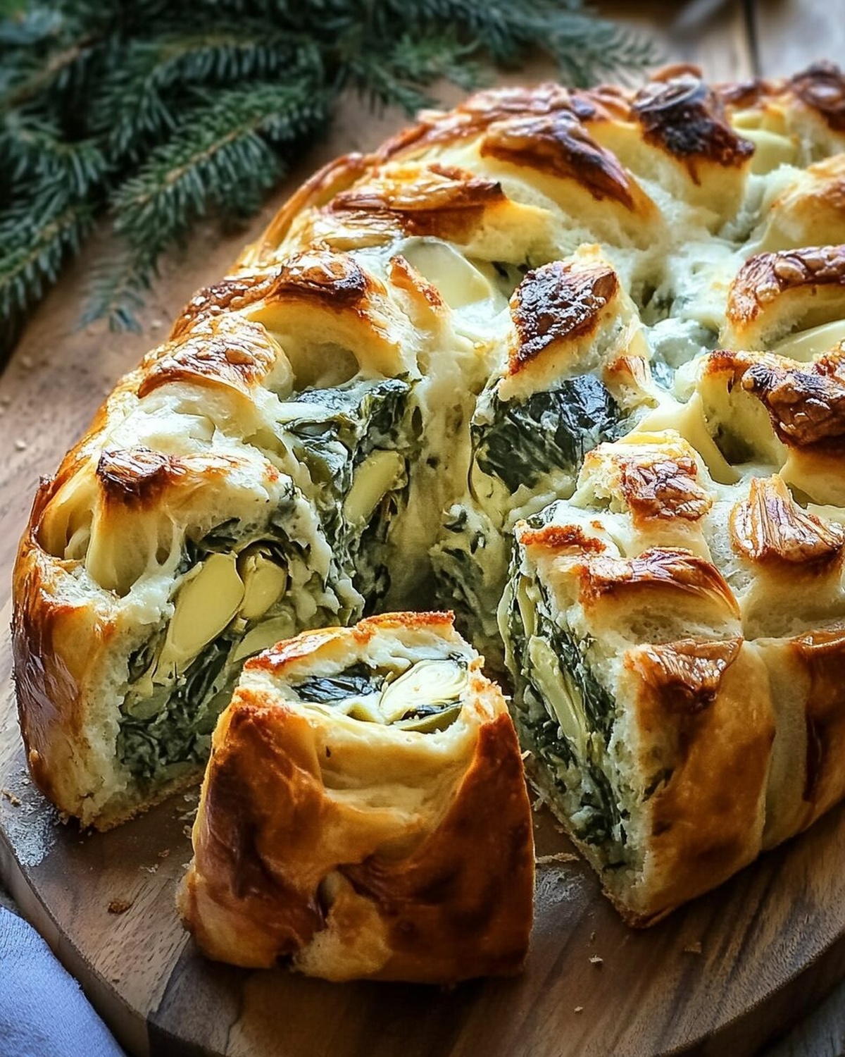 Spinach Artichoke Dip Pull-Apart Christmas Bread Recipe