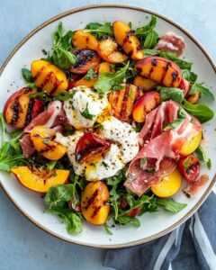 Sweet and Savory Grilled Nectarine Burrata and Prosciutto Salad Recipe