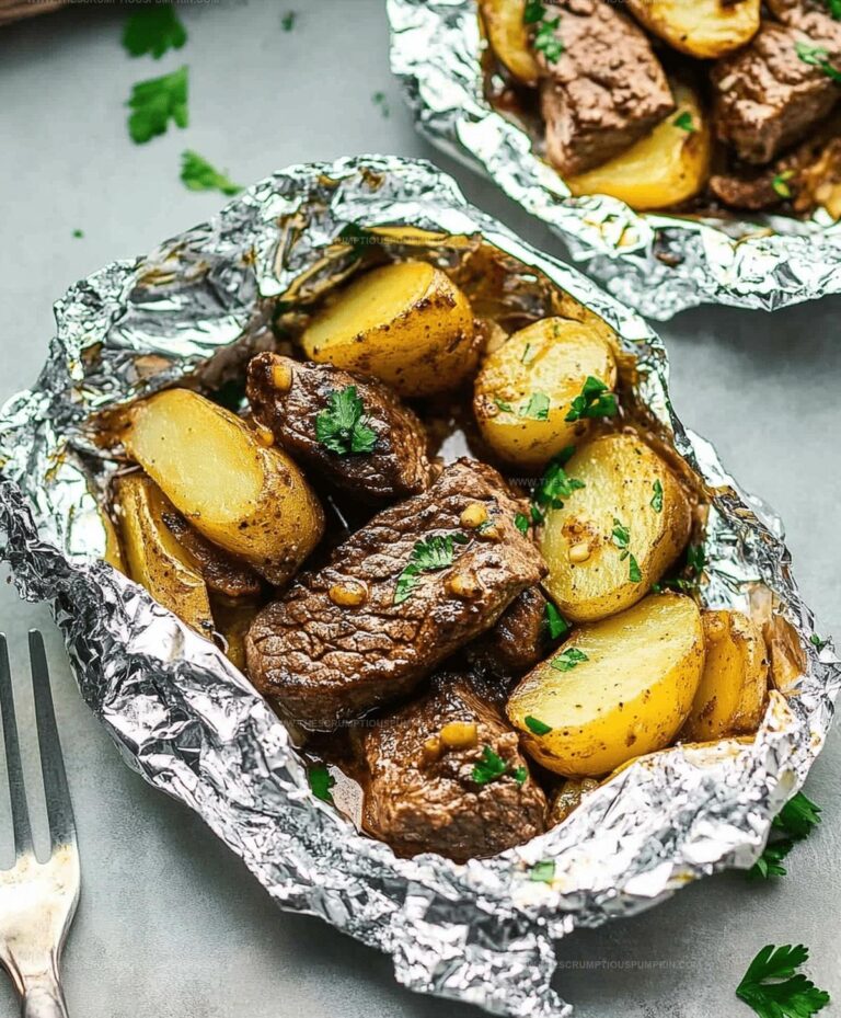 Garlic Steak & Potato Foil Packets Recipe