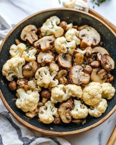 Sauteed Garlic Mushrooms with Roasted Cauliflower Recipe