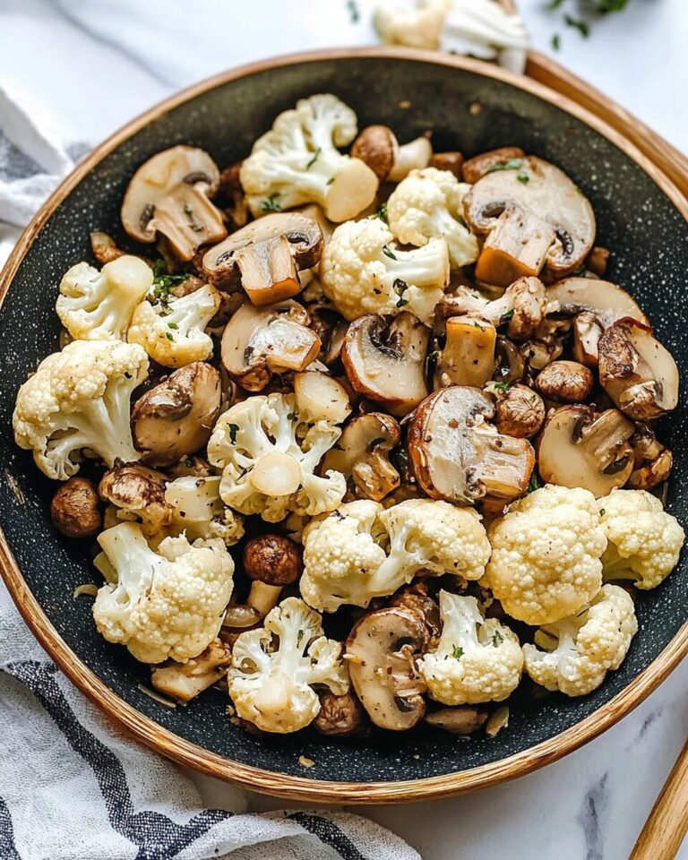Sauteed Garlic Mushrooms with Roasted Cauliflower Recipe