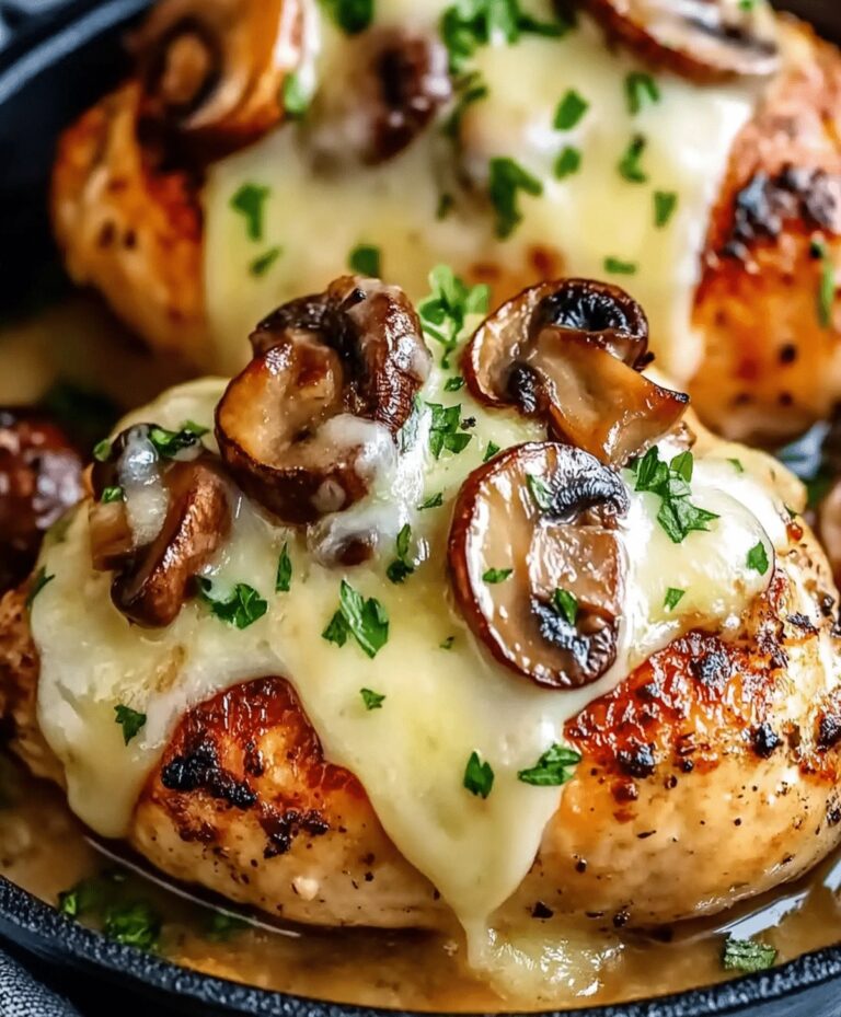 Cheesy Garlic Butter Mushroom Stuffed Chicken Recipe