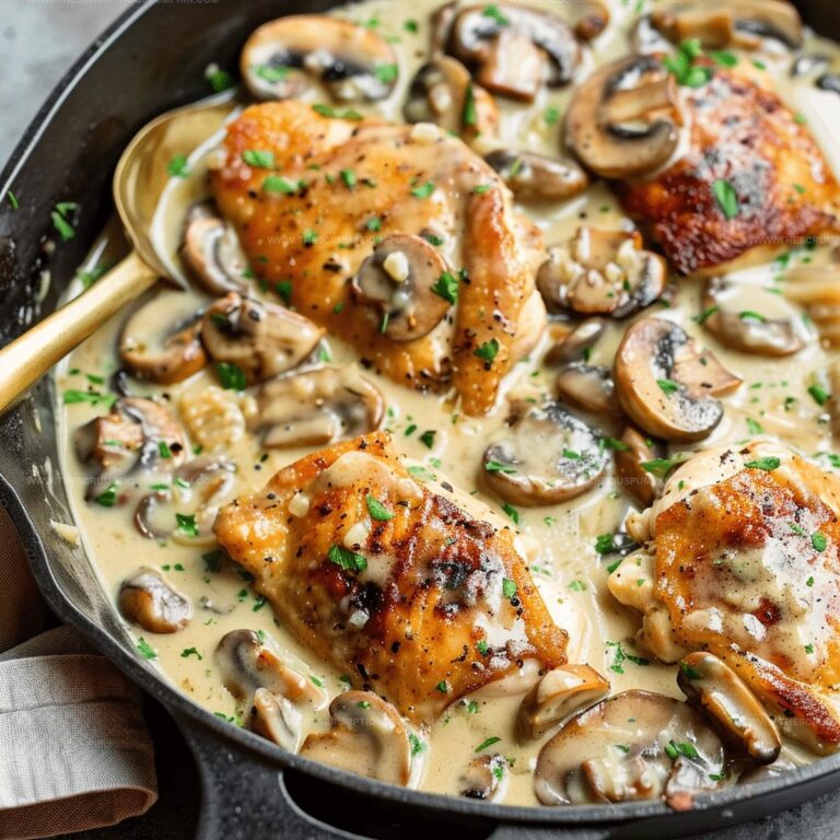 Rich Chicken Thighs With Creamy Mushroom Garlic Sauce Recipe