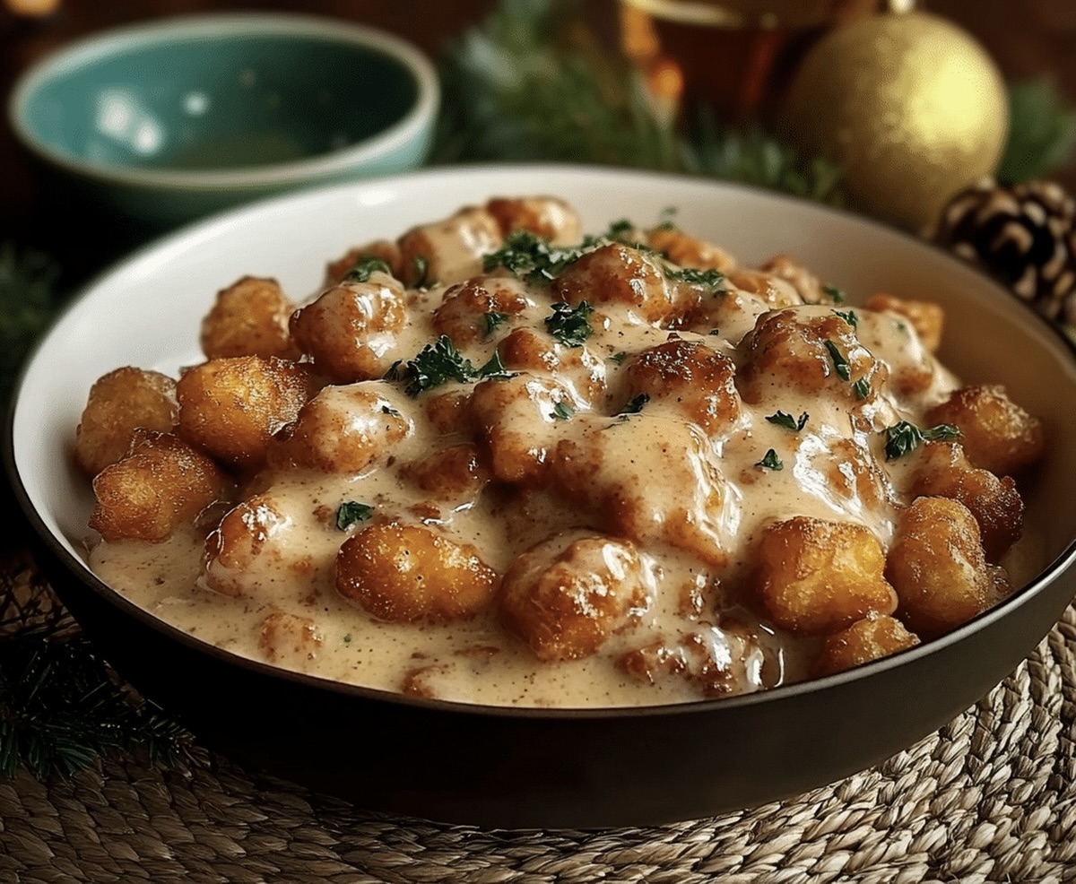 Hearty Tater Tot Breakfast Bowl With Sausage Gravy Recipe