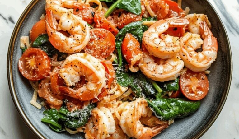 Tomato Spinach Shrimp Pasta Recipe