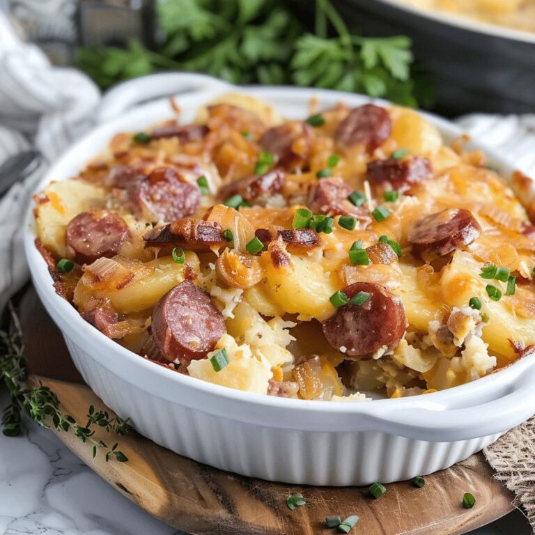 Easy Cheesy Potato & Smoked Sausage Casserolee Recipe