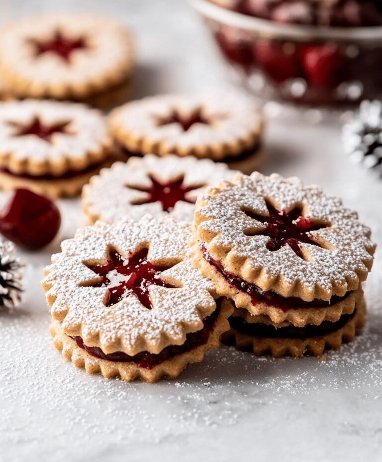 Iced Cherry Almond Linzer Cookies Recipe