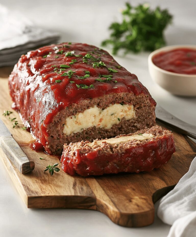 Mozzarella Stuffed Meatloaf Recipe