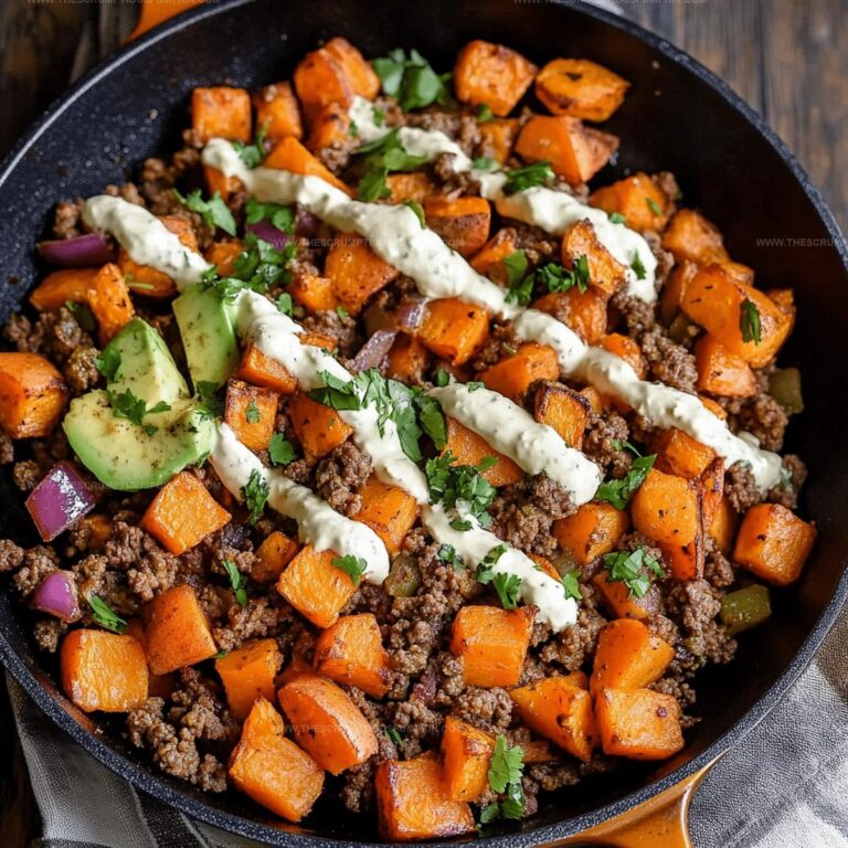 Healthy Ground Beef and Sweet Potatoes Skillet Recipe