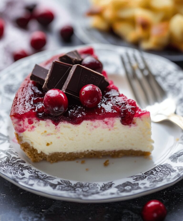 No Bake White Chocolate Cranberry Cheesecake Recipe