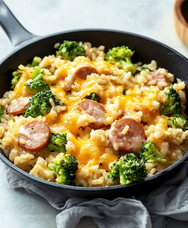 Cheesy Kielbasa Rice And Broccoli Skillet Recipe