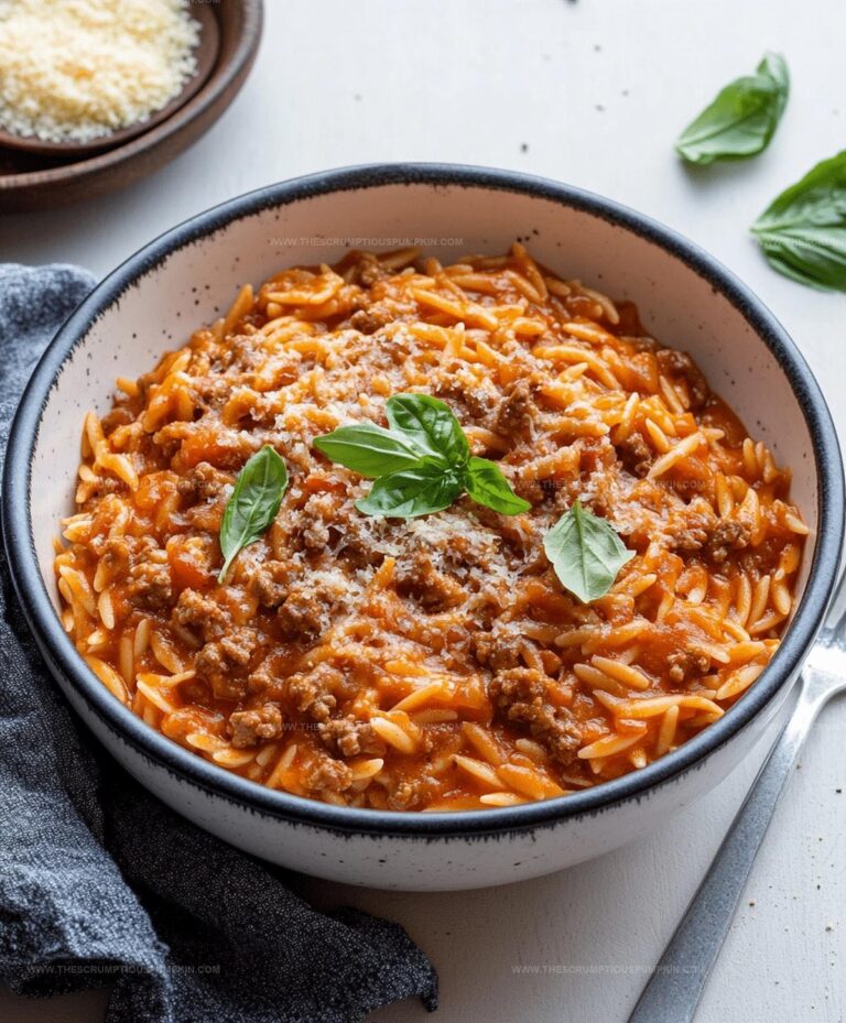 Ground Beef Orzo With Tomato Cream Sauce Recipe