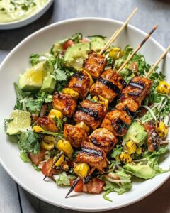 Smoky Grilled Chicken Skewers with Fresh Herb Salad Recipe