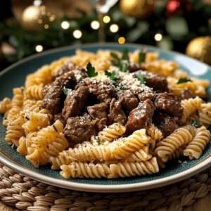 Tangy Beef And Rotini In Garlic Parmesan Sauce Recipe