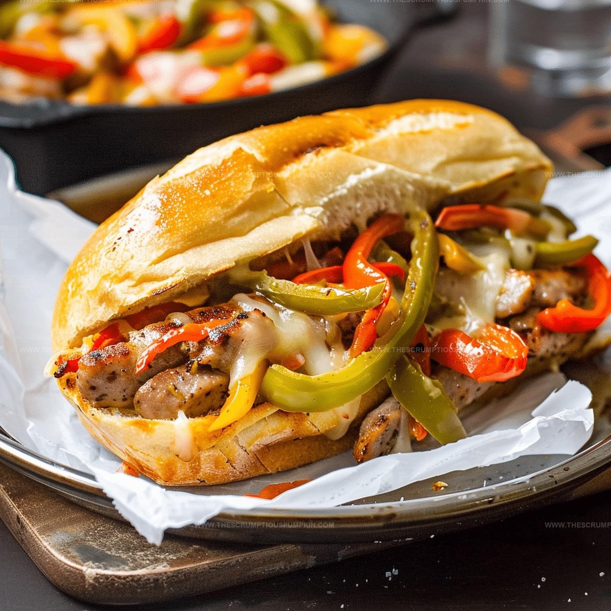 Fiery Sausage and Peppers Sandwich with Cheese Recipe