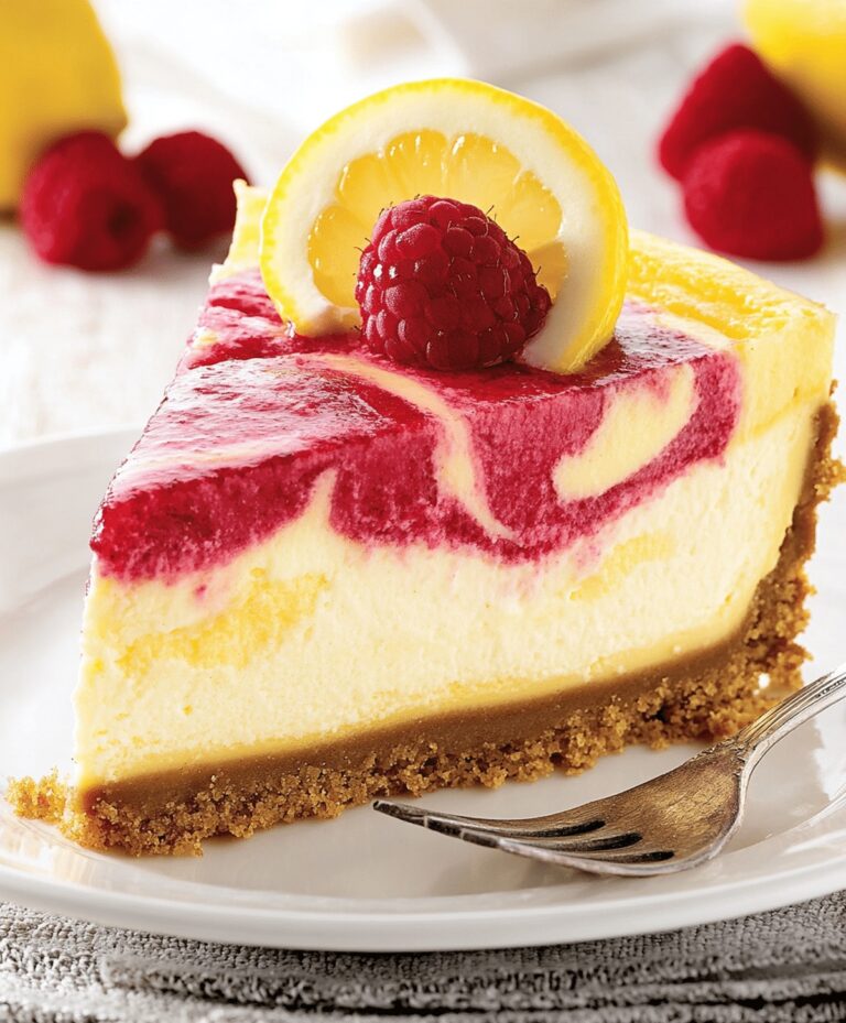Delicious Lemon Raspberry Swirl Cheesecake Recipe