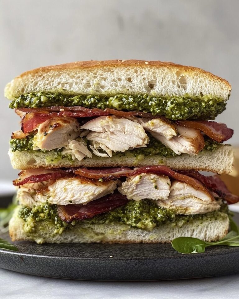 Crispy Bacon and Roast Chicken Focaccia with Fresh Pesto Recipe