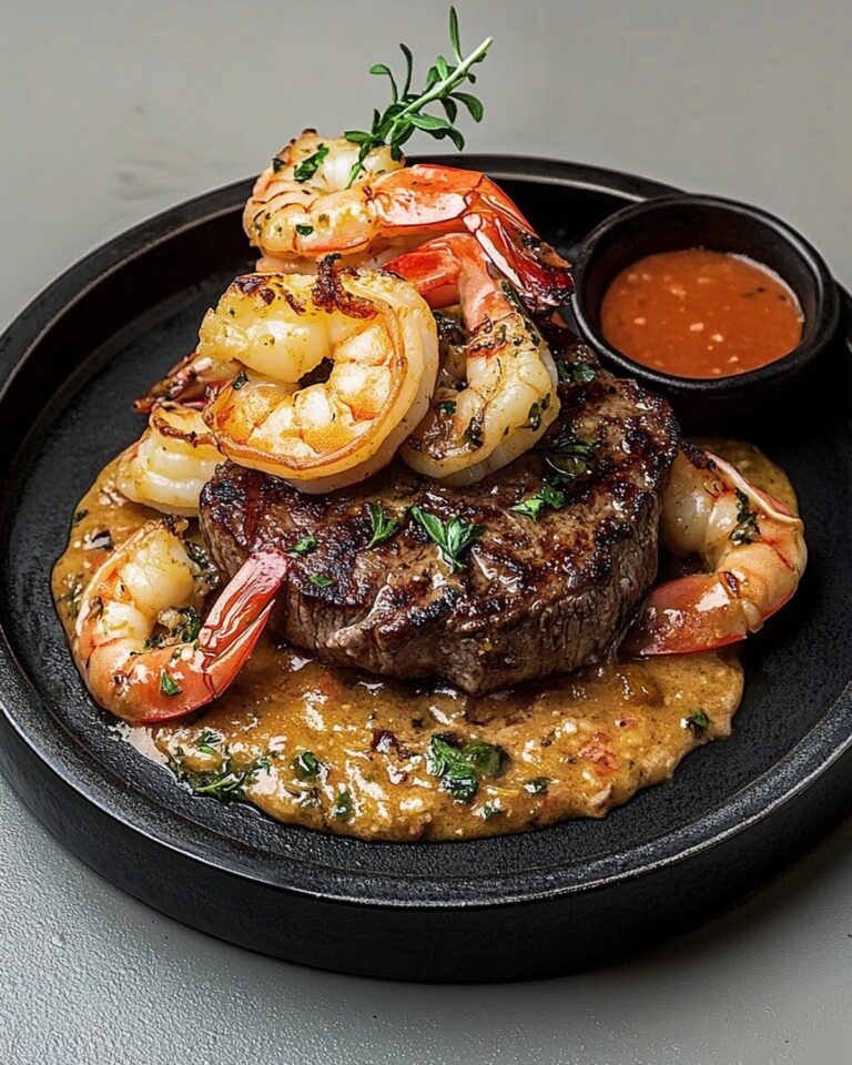 Steak with Shrimp & Lobster Sauce Recipe