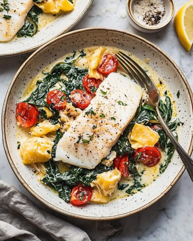 Pan-Seared White Fish on Creamy Spinach Recipe
