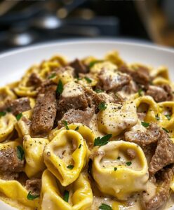 Cheesesteak Tortellini In Rich Provolone Sauce Recipe