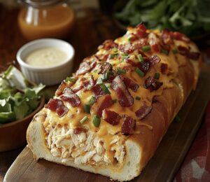 Overflowing Chicken Bacon Ranch Stuffed Bread Recipe