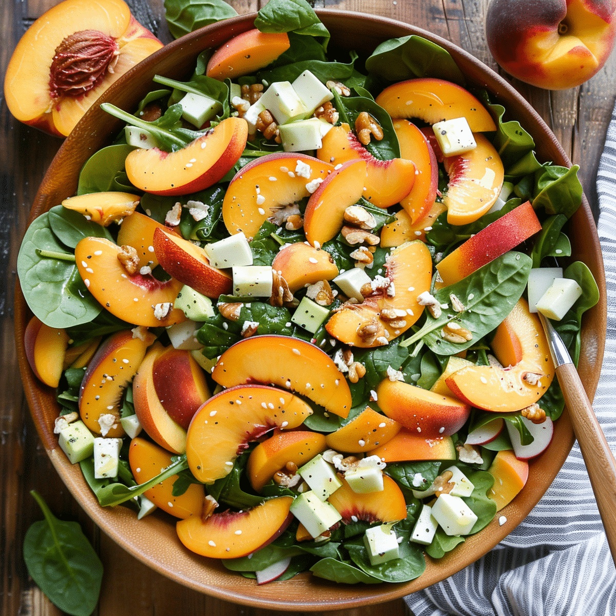 Summer Peach Spinach Salad Recipe