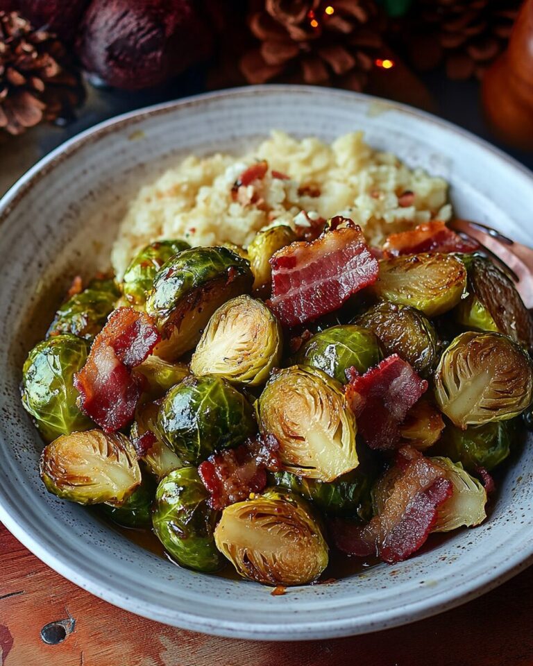 Sweet and Spicy Roasted Brussels Sprouts with Crispy Bacon Recipe