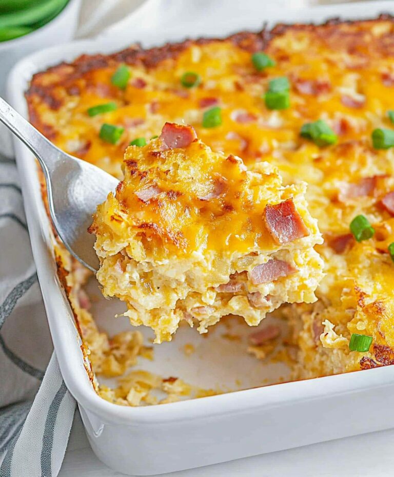 Cheesy Hashbrown Breakfast Casserole With Ham Recipe