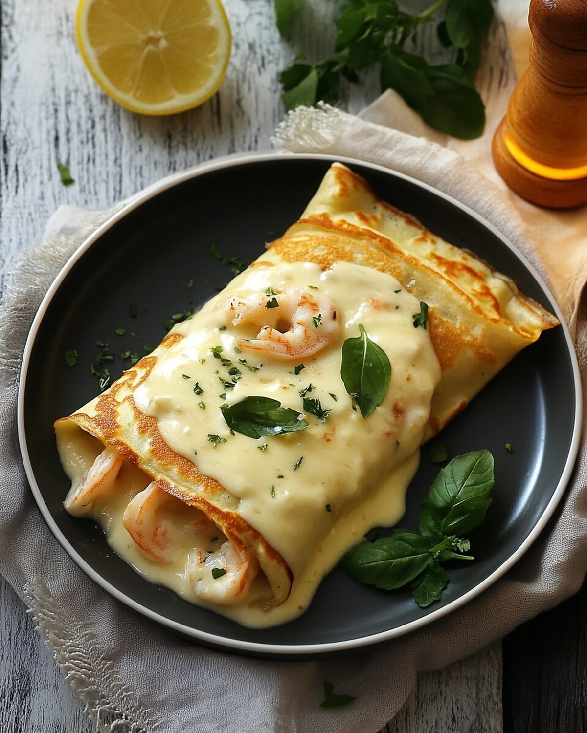 Seafood Crepes with Bechamel Sauce Recipe