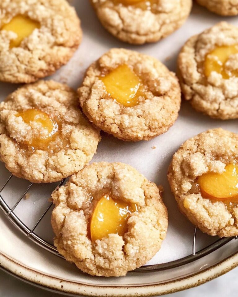 Soft Brown Sugar Cookies with Peach Cobbler Filling and Cinnamon Crumble Recipe