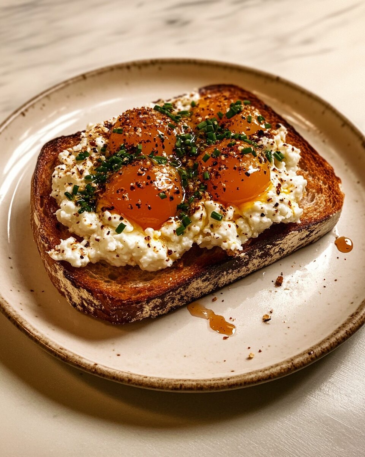 Spicy Honey-Cured Yolks & Chive Cheese Toast Recipe