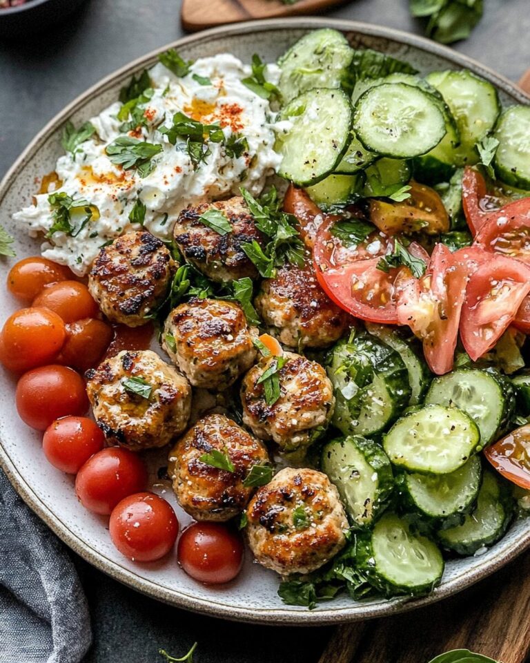 Zesty Greek Chicken Meatballs with Herby Tzatziki Sauce Recipe