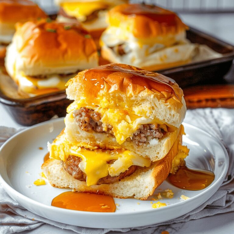 Sausage Egg and Cheese Breakfast Sliders with Syrup Glaze Recipe