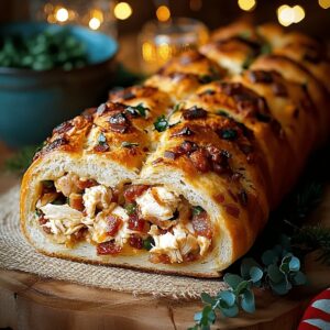Crusty Chicken Bacon Ranch Stuffed Bread Recipe