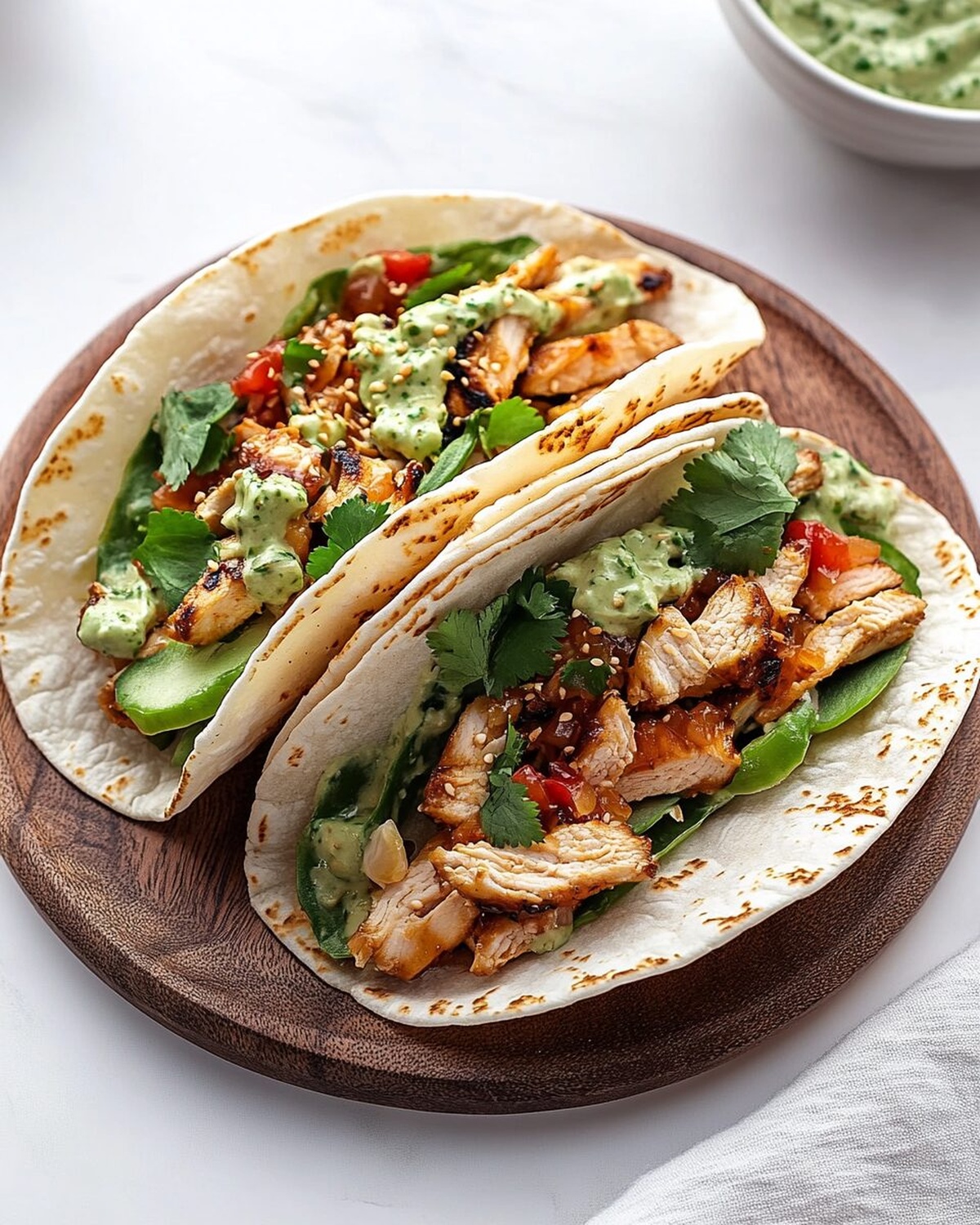 Crispy Teriyaki Chicken Tacos with Creamy Sesame Cucumbers Recipe