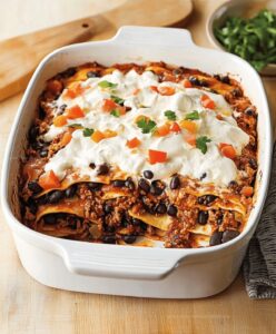 Black Bean And Beef Enchilada Casserole Recipe