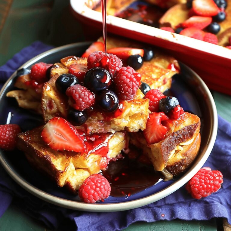 Summer Berry Stuffed French Toast Casserole Bake Recipe