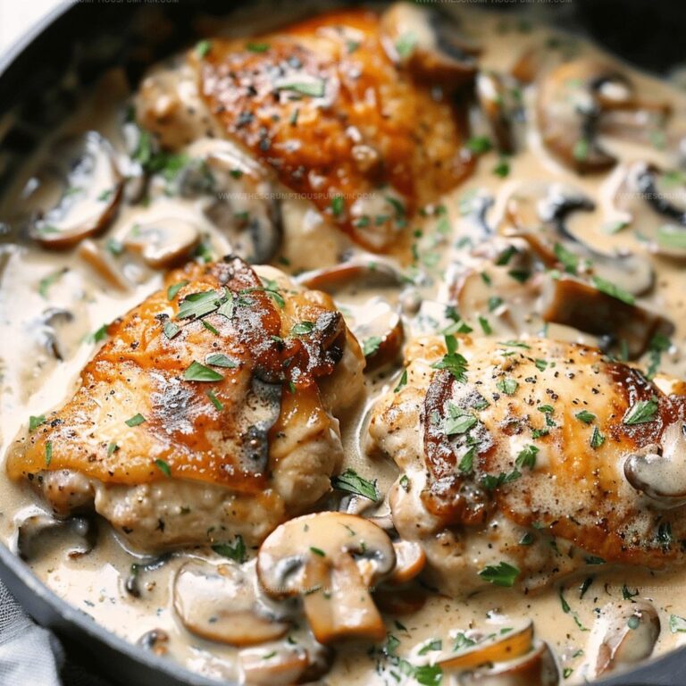 Velvety Chicken Thighs with Creamy Mushroom Garlic Sauce Recipe