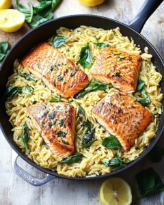 Zesty Lemon Orzo with Seared Salmon Recipe