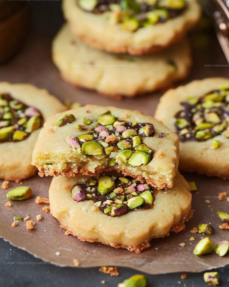 Buttery Pistachio Shortbread with a Dark Chocolate Drizzle Recipe