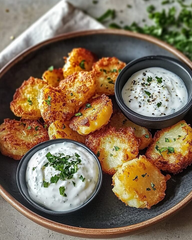 Golden Smashed Potatoes Paired with Zesty Lemon Garlic Sauce Recipe