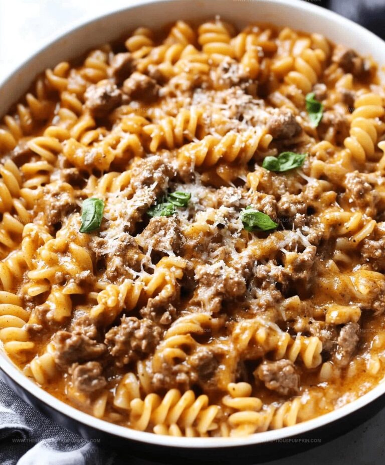 Garlicky Beef And Rotini In Parmesan Sauce Recipe