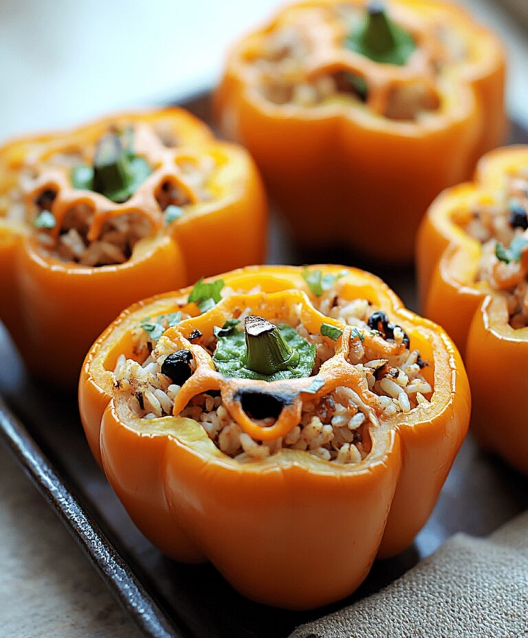 Shredded Chicken & Rice Stuffed Peppers Recipe