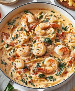 Best Creamy Shrimp Tuscan Fettuccine Recipessssss