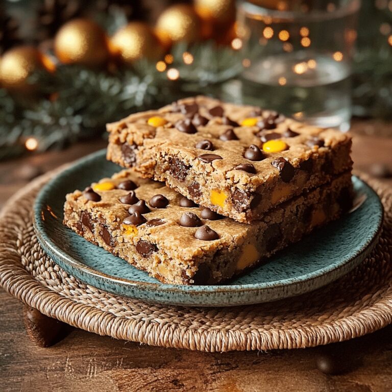 Soft-Baked Reeces Pieces Chocolate Chip Cookie Bars Recipe