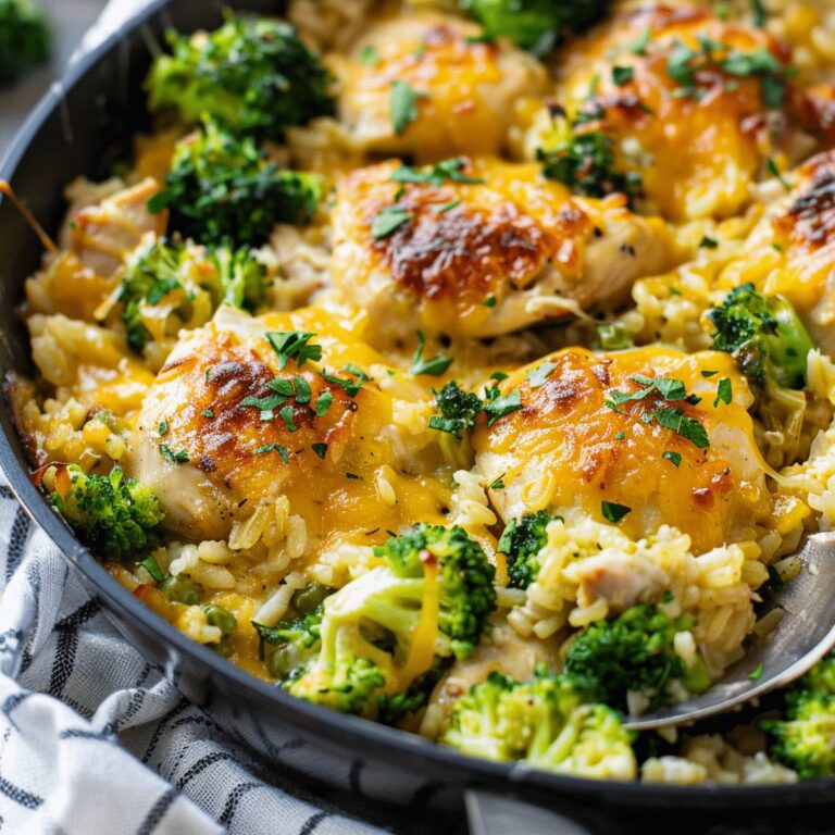One-Pan Cheesy Chicken Broccoli and Rice Recipe