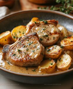 Garlic Parmesan Pork Chops With Cheesy Scalloped Potatoes Recipe