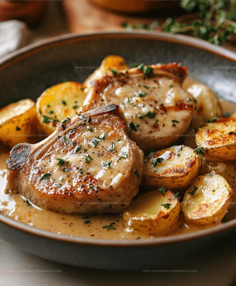 Garlic Parmesan Pork Chops With Cheesy Scalloped Potatoes Recipe