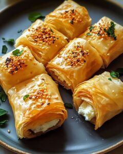 Crispy Phyllo Rolls with Feta and Spicy Honey Drizzle Recipe