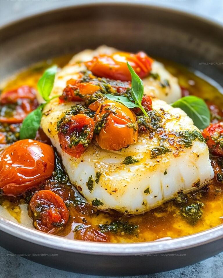 Succulent Cod in White Wine Tomato Basil Sauce Recipe